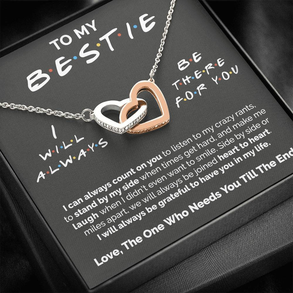Interlocking Hearts Necklace- To My Bestie - Heart to Heart - Interlocked Heart Necklace