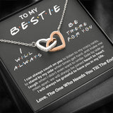 Interlocking Hearts Necklace- To My Bestie - Heart to Heart - Interlocked Heart Necklace