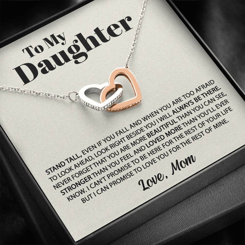 Interlocking Hearts Necklace- To my Daughter - Stand tall - Interlocking Necklace