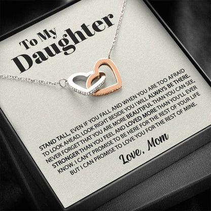 Interlocking Hearts Necklace- To my Daughter - Stand tall - Interlocking Necklace