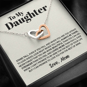 Interlocking Hearts Necklace- To my Daughter - Stand tall - Interlocking Necklace