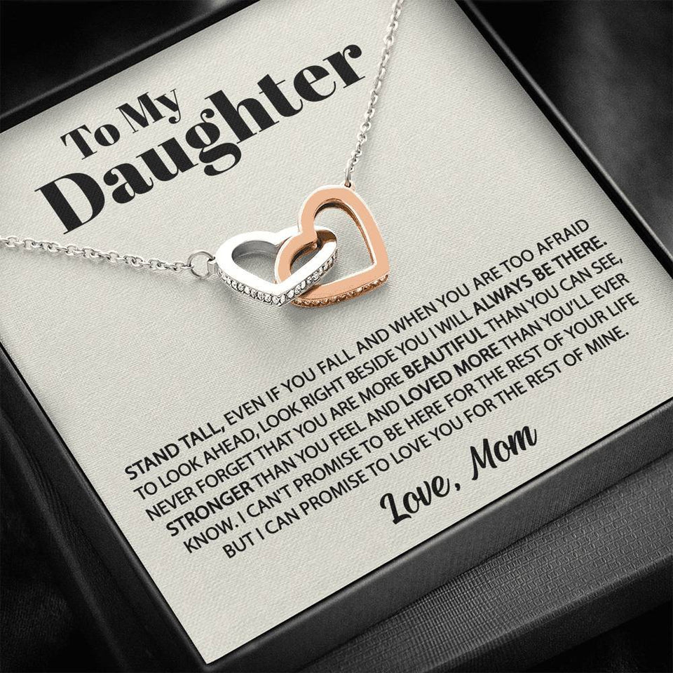 Interlocking Hearts Necklace- To my Daughter - Stand tall - Interlocking Necklace