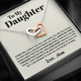 Interlocking Hearts Necklace- To my Daughter - Stand tall - Interlocking Necklace