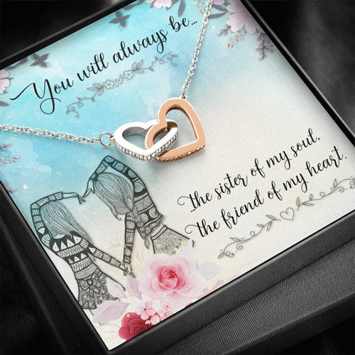 Interlocking Hearts Necklace- To My Sister - The Sister Of My Soul