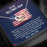 TO MY MILITARY MOM - Two Hearts Embellished With Cubic Zirconia Stones, Interlocking Hearts Necklace