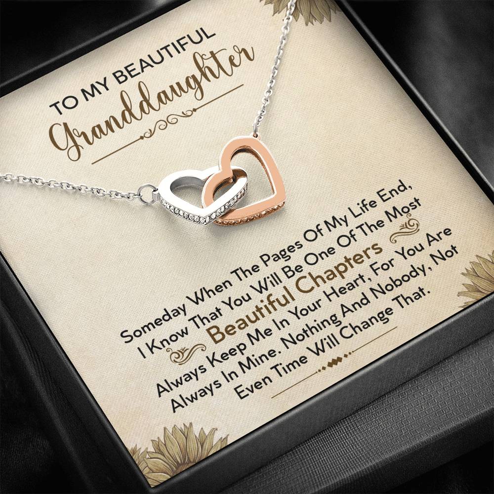 To My Beautiful Granddaughter Necklace - Always Keep Me In Your Heart - Interlocking Hearts Necklace
