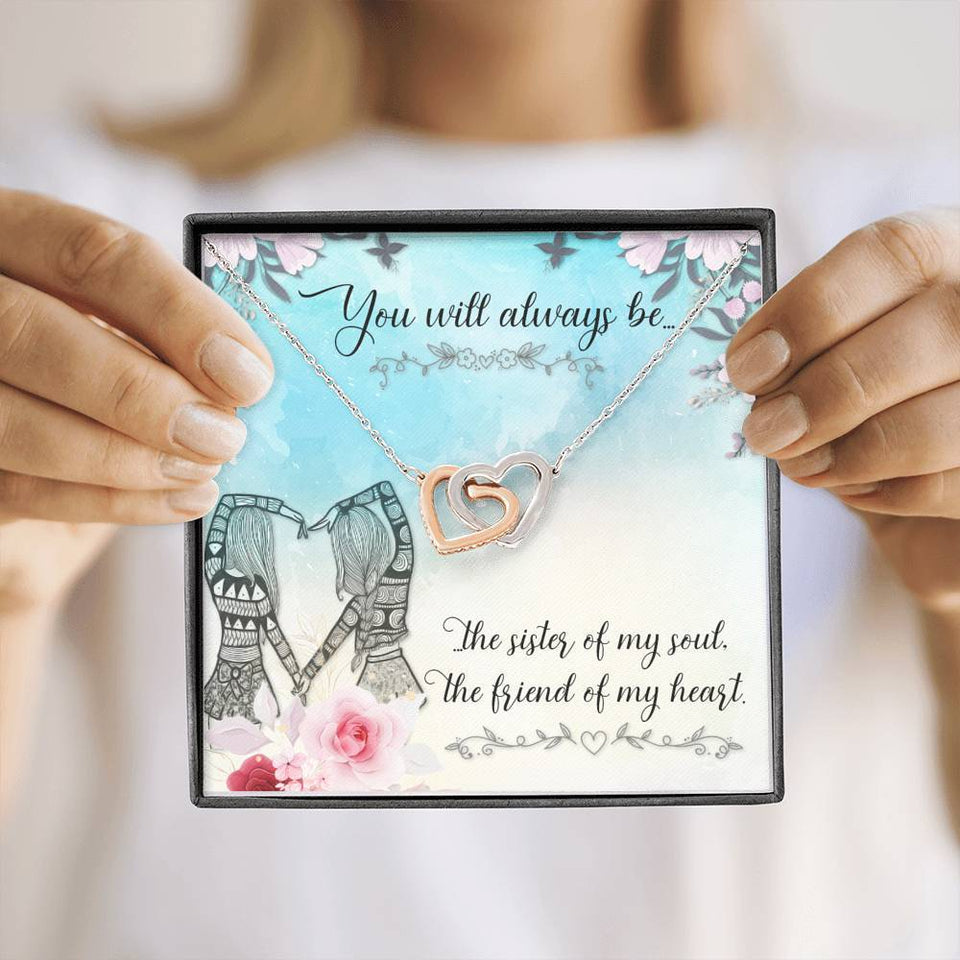 Interlocking Hearts Necklace- To My Sister - The Sister Of My Soul