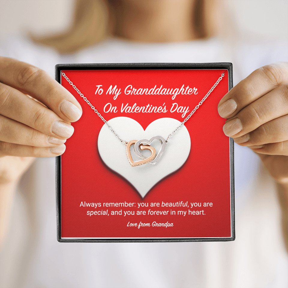 To My Granddaughter from Grandpa Valentine's Day Interlocking Hearts Necklace