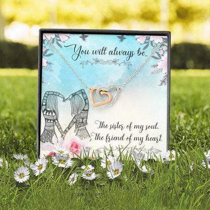 Interlocking Hearts Necklace- To My Sister - The Sister Of My Soul
