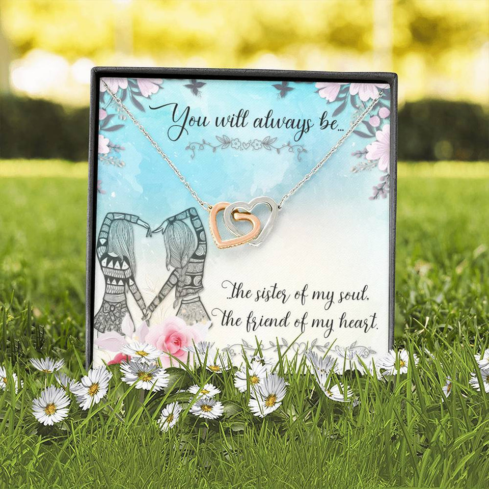 Interlocking Hearts Necklace- To My Sister - The Sister Of My Soul