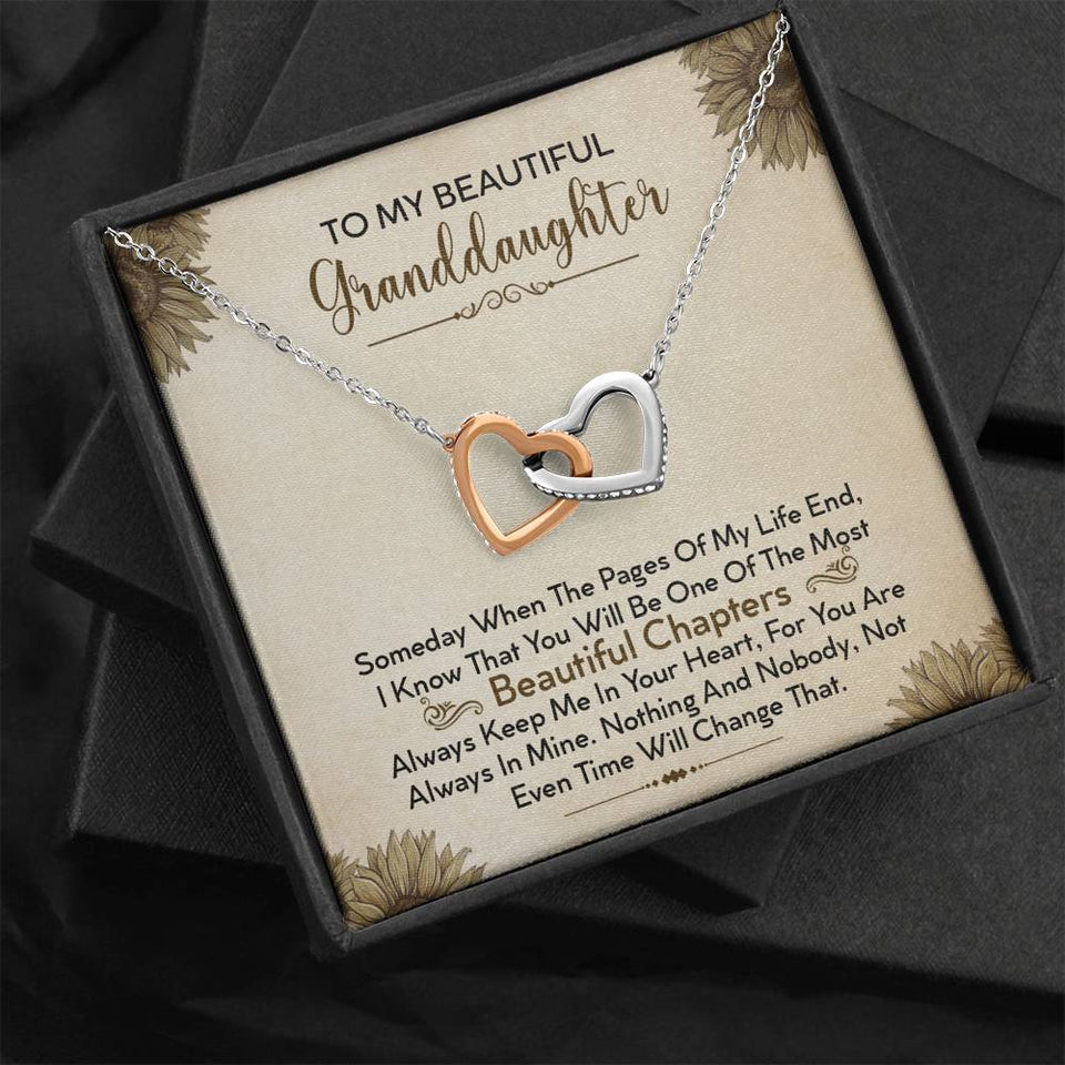 To My Beautiful Granddaughter Necklace - Always Keep Me In Your Heart - Interlocking Hearts Necklace