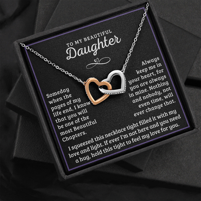 To My Beautiful Daughter,  My Love And Light - Interlocking Hearts Necklace