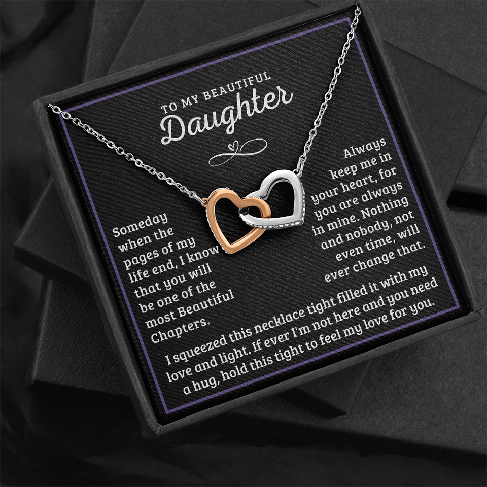 To My Beautiful Daughter,  My Love And Light - Interlocking Hearts Necklace