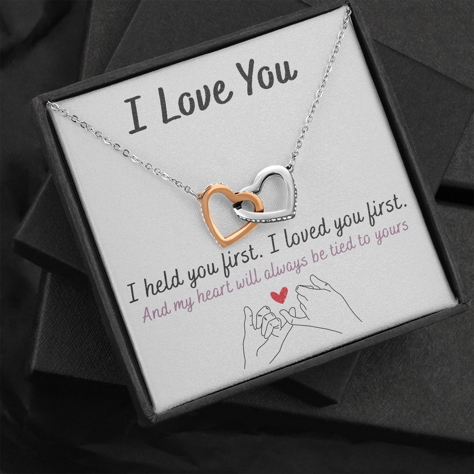 Mother And Daughter | I Love You | Interlocking Hearts Necklace