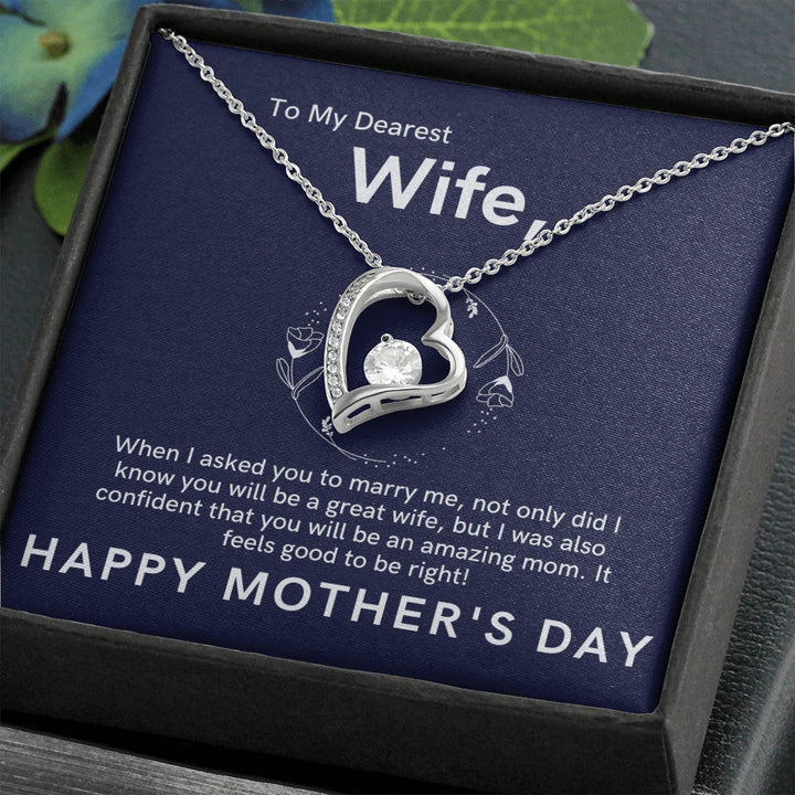 To My Dearest Wife Necklace Gift - Great Wife, Amazing Mom Happy Mother's Day - Forever Love Necklace LX104I