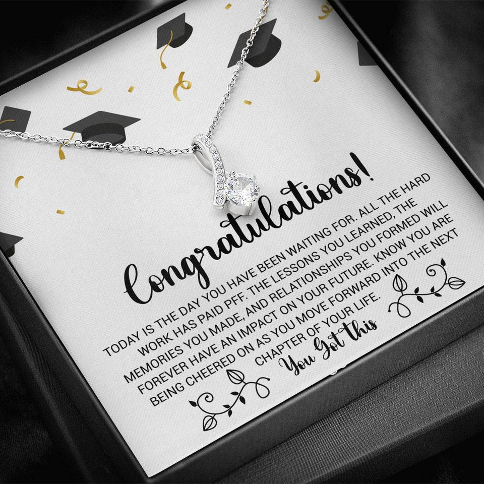 Graduation Necklace Gift - Forward into the next chapter of your life - College, High School, Senior, Master Graduation Gift - Class of 2022 Alluring Beauty Necklace - LX036E