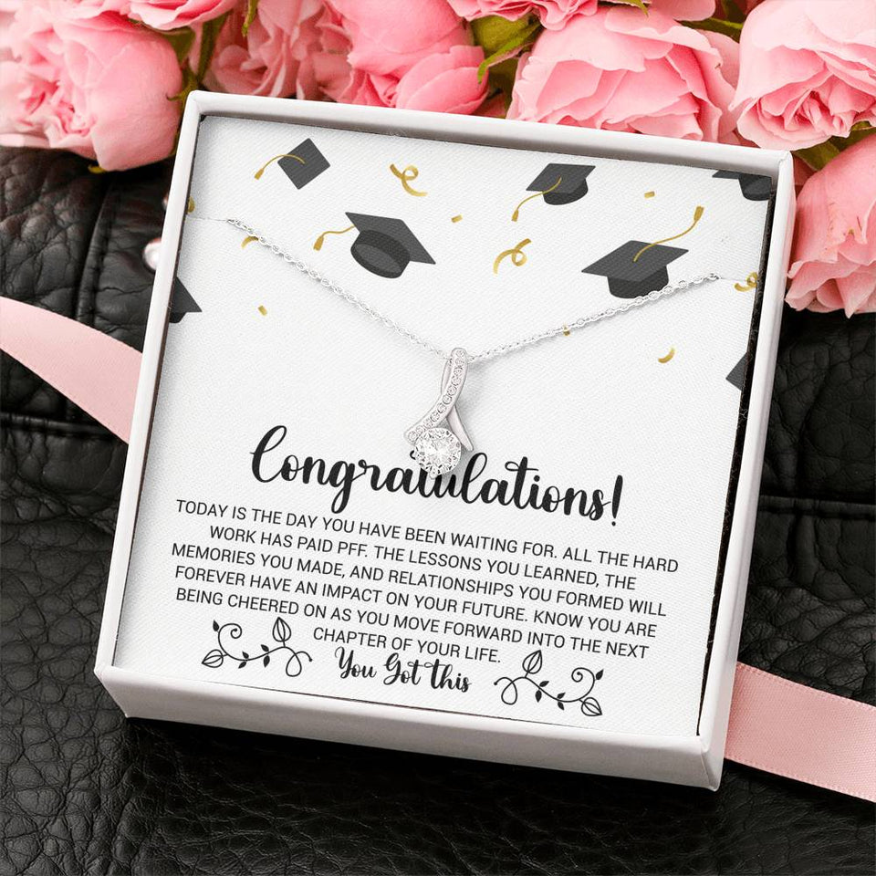 Graduation Necklace Gift - Forward into the next chapter of your life - College, High School, Senior, Master Graduation Gift - Class of 2022 Alluring Beauty Necklace - LX036E