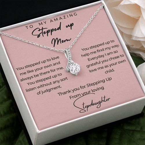 Beauty Necklace with Message Card, Gorgeous Gift for Step Mom from Stepdaughter - Alluring Beauty Necklace