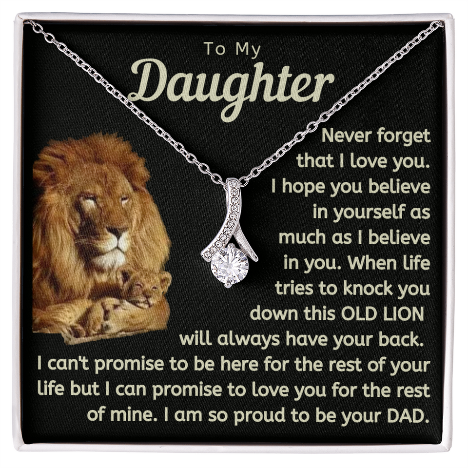 Daughter This Old Lion Will Always Have Your Back Necklace - Necklace for Daughter, Alluring Beauty Necklace