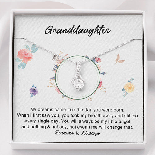 Grand Daughter - My Little Angel | Beautiful 14k White Gold Family, Alluring Beauty Necklace