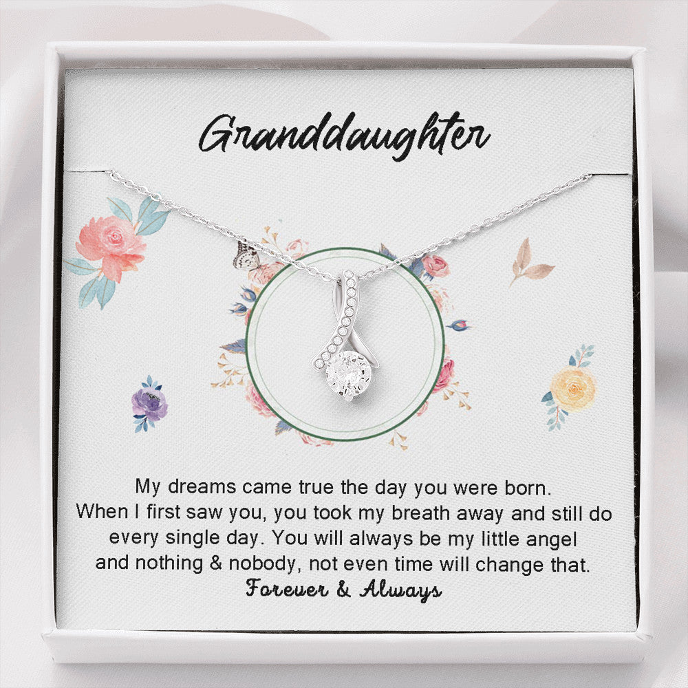 Grand Daughter - My Little Angel | Beautiful 14k White Gold Family, Alluring Beauty Necklace