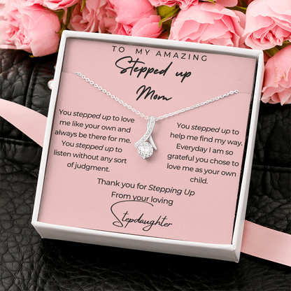 Beauty Necklace with Message Card, Gorgeous Gift for Step Mom from Stepdaughter - Alluring Beauty Necklace