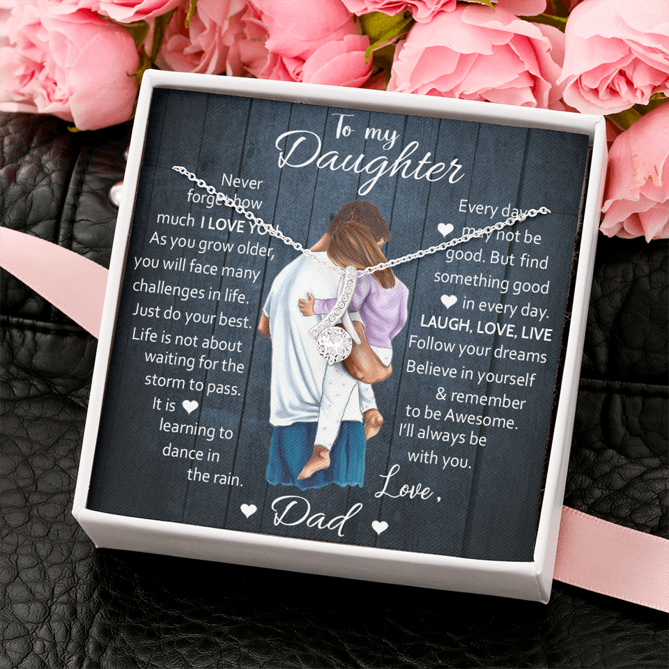 To My Daughter | Laugh Love Live | Gift for Daughter from Dad Alluring Beauty Necklace