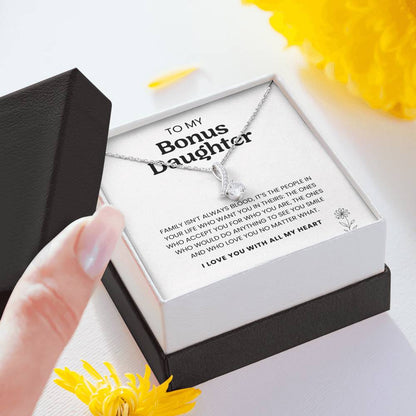 To My Bonus Daughter Necklace, I'd Do Anything To See You Smile I Love You With All My Heart - Necklace for Bonus Daughter, Alluring Beauty Necklace