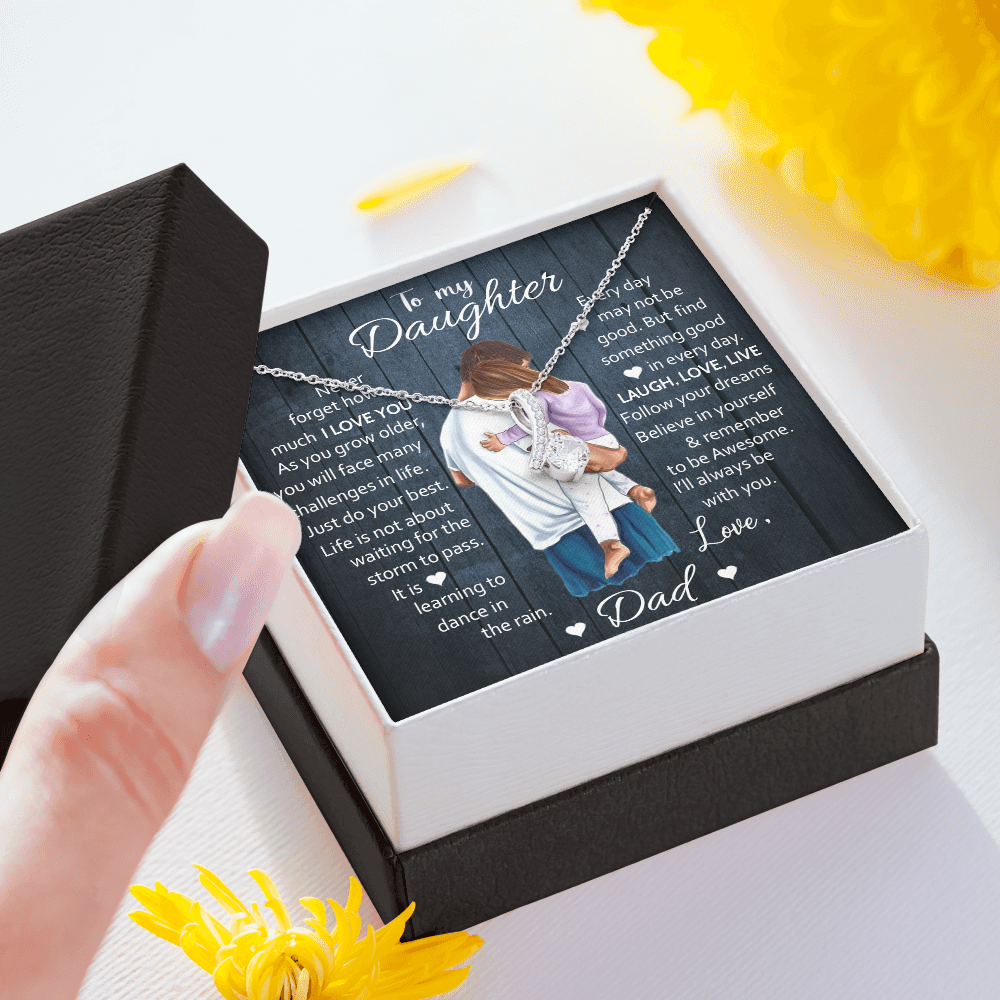To My Daughter | Laugh Love Live | Gift for Daughter from Dad Alluring Beauty Necklace