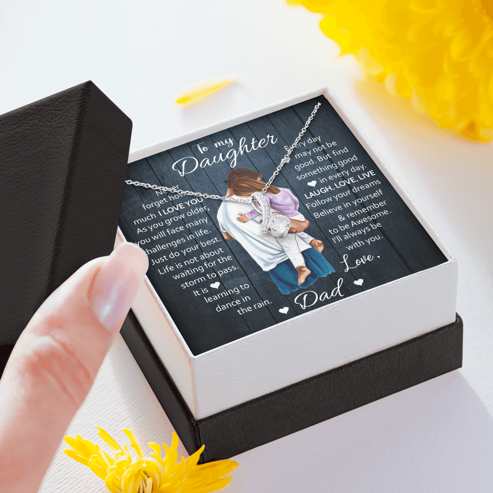To My Daughter | Laugh Love Live | Gift for Daughter from Dad Alluring Beauty Necklace