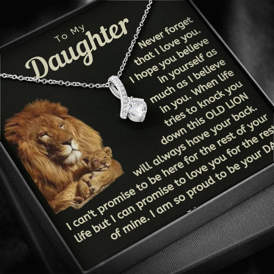 Daughter This Old Lion Will Always Have Your Back Necklace - Necklace for Daughter, Alluring Beauty Necklace