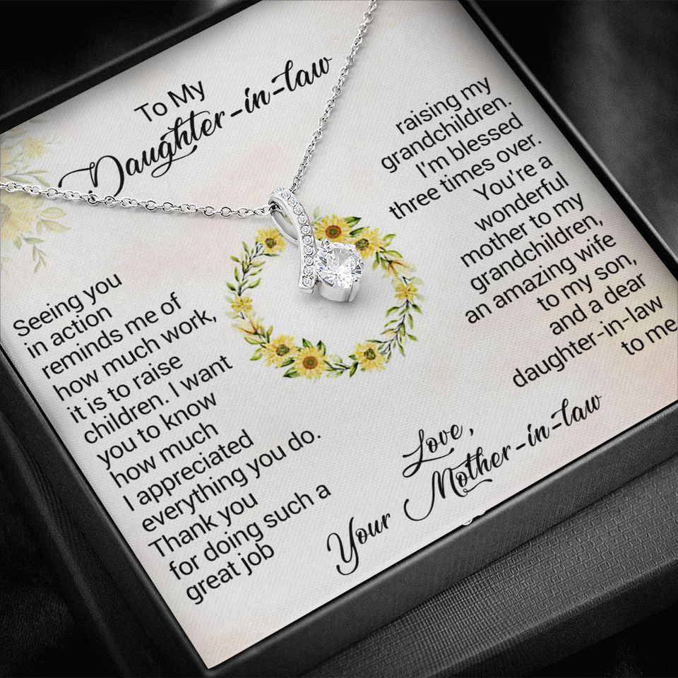 To My Daughter-In-Law - I am blessed three times over, Love Your Mother-In-Law, Birthday Gift, Alluring Beauty Necklace