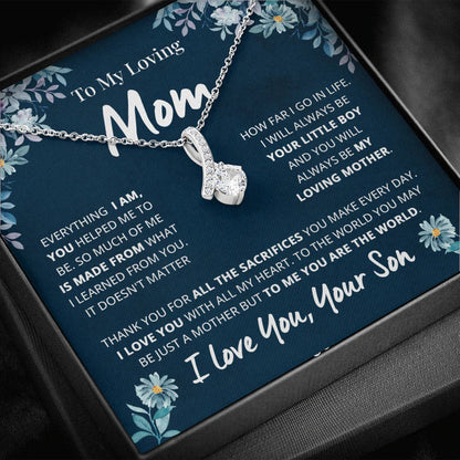 To My Loving Mom Necklace Gift, You are the World to me Alluring Beauty Necklace LX109C