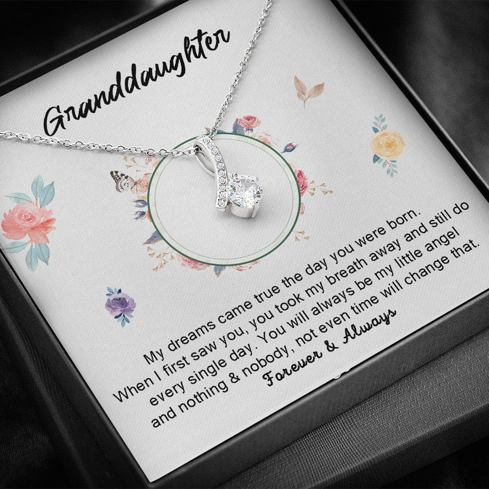 Grand Daughter - My Little Angel | Beautiful 14k White Gold Family, Alluring Beauty Necklace