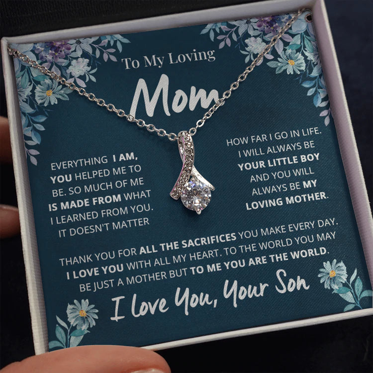 To My Loving Mom Necklace Gift, You are the World to me Alluring Beauty Necklace LX109C