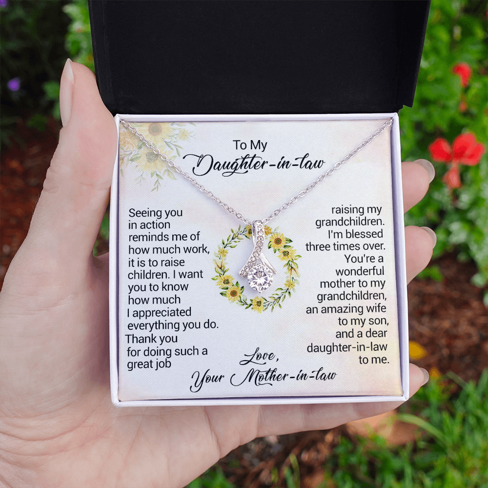 To My Daughter-In-Law - I am blessed three times over, Love Your Mother-In-Law, Birthday Gift, Alluring Beauty Necklace