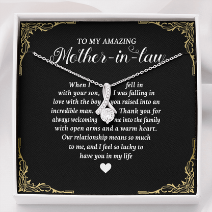 To My Amazing Mother In Law Necklace - I feel so lucky to have you in my life, Gift for Mother In Law, Mother's Day Gift, Alluring Beauty Necklace