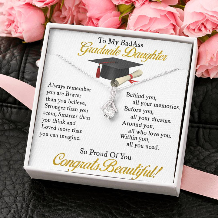 Graduation Necklace Gift - To My Daughter So Proud Of You - College, High School, Senior, Master Graduation Gift - Class of 2022 Alluring Beauty Necklace - LX035B
