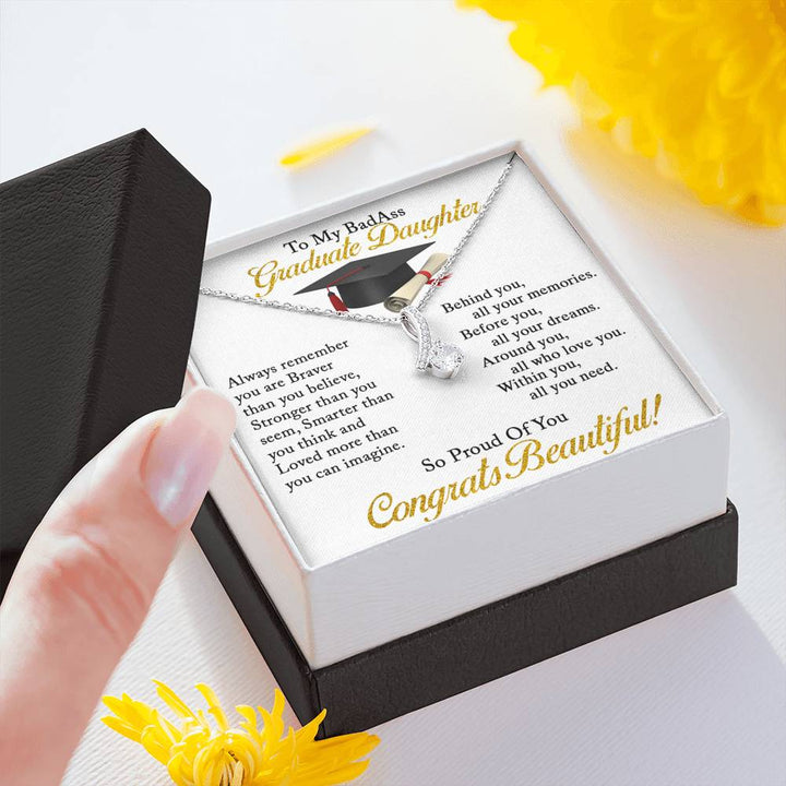 Graduation Necklace Gift - To My Daughter So Proud Of You - College, High School, Senior, Master Graduation Gift - Class of 2022 Alluring Beauty Necklace - LX035B