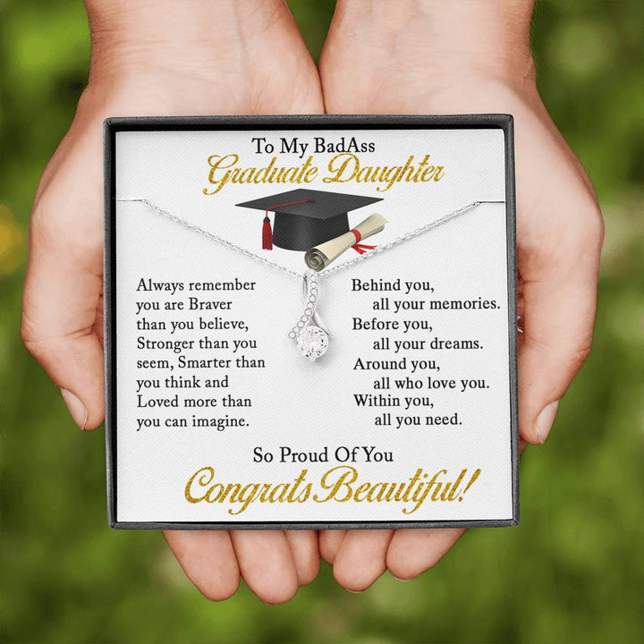 Graduation Necklace Gift - To My Daughter So Proud Of You - College, High School, Senior, Master Graduation Gift - Class of 2022 Alluring Beauty Necklace - LX035B