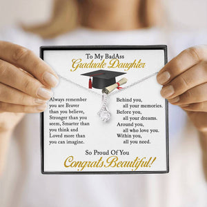 Graduation Necklace Gift - To My Daughter So Proud Of You - College, High School, Senior, Master Graduation Gift - Class of 2022 Alluring Beauty Necklace - LX035B