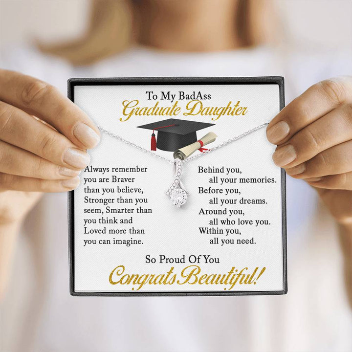 Graduation Necklace Gift - To My Daughter So Proud Of You - College, High School, Senior, Master Graduation Gift - Class of 2022 Alluring Beauty Necklace - LX035B