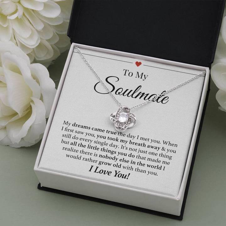 To My Soulmate Necklace Grow Old Together Forever Love Knot Necklace