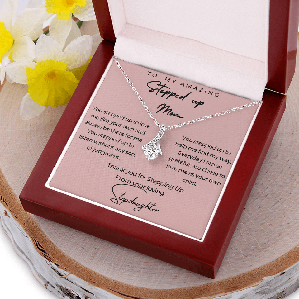 Beauty Necklace with Message Card, Gorgeous Gift for Step Mom from Stepdaughter - Alluring Beauty Necklace