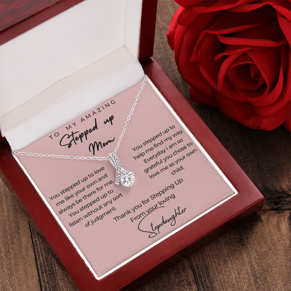 Beauty Necklace with Message Card, Gorgeous Gift for Step Mom from Stepdaughter - Alluring Beauty Necklace