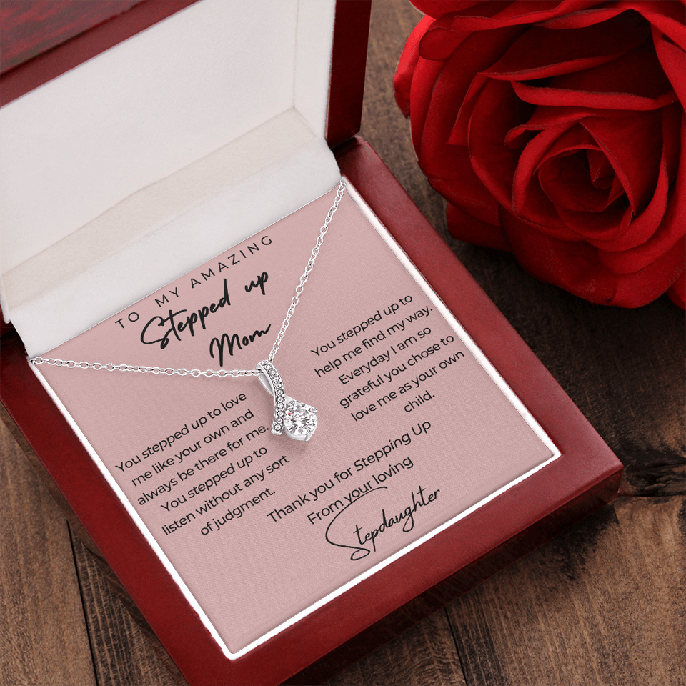 Beauty Necklace with Message Card, Gorgeous Gift for Step Mom from Stepdaughter - Alluring Beauty Necklace