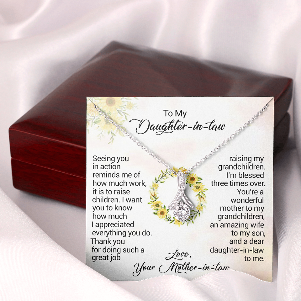 To My Daughter-In-Law - I am blessed three times over, Love Your Mother-In-Law, Birthday Gift, Alluring Beauty Necklace