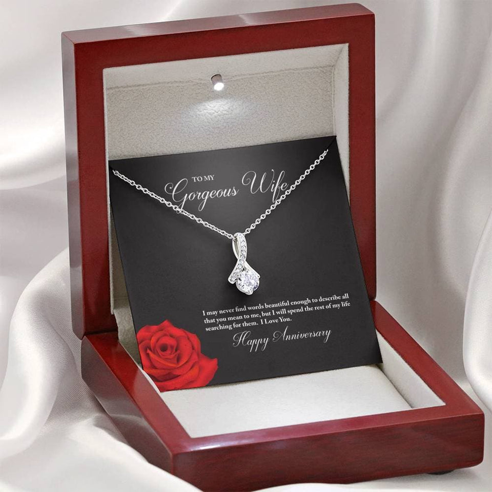 To My Gorgeous Wife Happy Anniversary Alluring Beauty Necklace