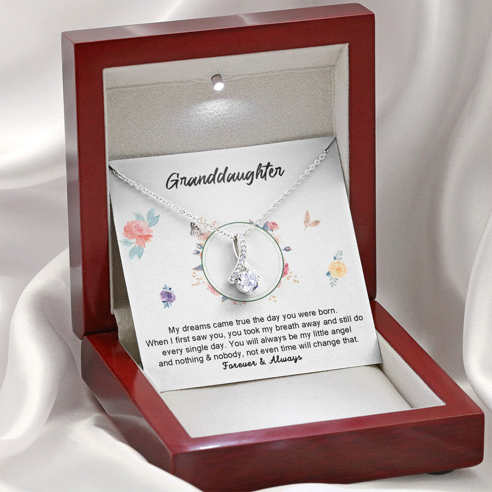 Grand Daughter - My Little Angel | Beautiful 14k White Gold Family, Alluring Beauty Necklace