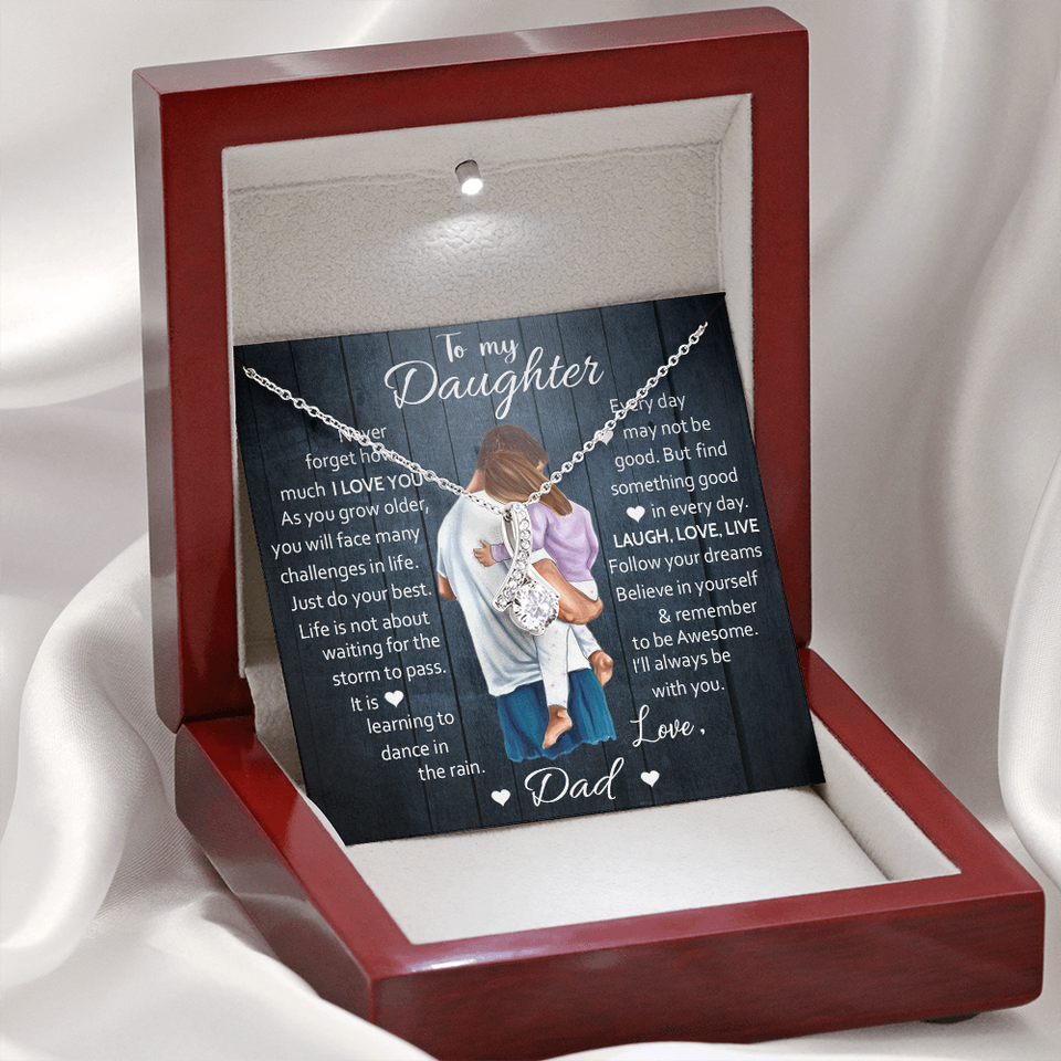To My Daughter | Laugh Love Live | Gift for Daughter from Dad Alluring Beauty Necklace